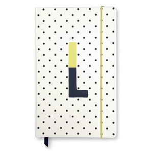 image:imagekate spade new york Take Note Large Polka Dot Leatherette Initial Notebook Bound Journal Includes 168 Lined Pages and Bookmark L Yellow