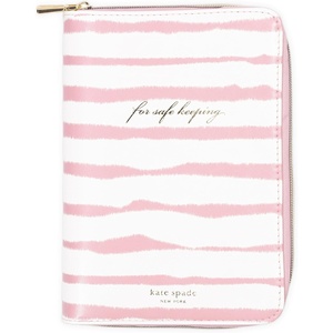 image:imagekate spade new york Travel Jewelry Folio 85 x 6 Organizer with 8 Zippered Pockets Necklace Tabs amp Tracker Pocket Leatherette Case with For Safe Keeping Quote Goddess Stripe