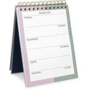 image:imagekate spade new york Undated Weekly Spiral Planner Notepad Desk Planner Calendar Pad with 52 Sheets Weekly Desktop Calendar Agenda Petite Stripe