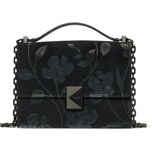 image:imagekate spade new york Womens Deco Leather Flap Chain CrossbodyBlack Uptown Blooms Suede