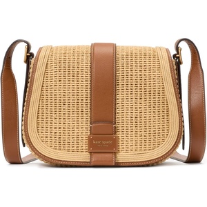 image:imagekate spade new york Womens Nouveau Textured Leather Medium Saddle CrossbodyCavern Clay Straw