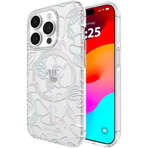 image:imagekate spade new york iPhone 15 Pro Case  Wavy Iridescent  Compatible with MagSafe  Lightweight Designer Case for iPhone 15 Pro with AntiScratch Coating and Wavy Iridescent DesignModern Floral Silver