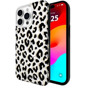 image:imagekate spade new york iPhone 15 Pro Max Case Compatible with MagSafe Phone Cover  Chunky Glitter IridescentCity Leopard Black
