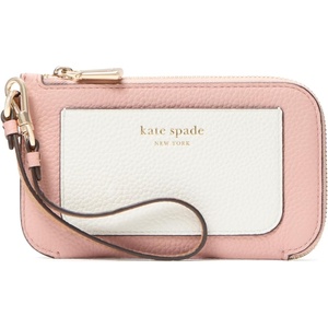 image:imagekate spade new york womens Ava Pebbled Leather Coin Card Case WristletColorblocked Rose Smoke Multi