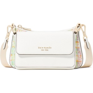 image:imagekate spade new york womens Double Up Colorblocked Pebbled Leather CrossbodyTweed Multi