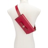 image:imageAllSaints Womens Leather Bow Belt Bag Removable Zip Pouch for HandsFree Carrying amp TravelGarnet Red