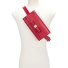 image:imageAllSaints Womens Leather Bow Belt Bag Removable Zip Pouch for HandsFree Carrying amp TravelGarnet Red