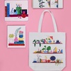image:imagekate spade new york Canvas Tote Bag for Women Cute Tote Bag for Work or Teacher Canvas Beach Bag Book Tote with Pocket Charmed Library