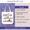 image:imagekate spade new york Canvas Tote Bag for Women Cute Tote Bag for Work or Teacher Canvas Beach Bag Book Tote with Pocket Charmed Library