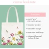 image:imagekate spade new york Canvas Tote Bag for Women Cute Tote Bag for Work or Teacher Canvas Beach Bag Book Tote with Pocket Dragonflies and Tulips