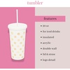 image:imagekate spade new york Insulated Plastic Tumbler with Reusable Straw 20 Ounce Acrylic Travel Cup with Lid Gold Dots