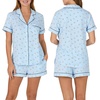 image:imagekate spade new york Short Sleeve Brushed Jersey Notch Boxer Pajama SetBuzzing Bees Stripe