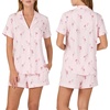 image:imagekate spade new york Short Sleeve Brushed Jersey Notch Boxer Pajama SetFlamingo Cove