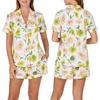 image:imagekate spade new york Short Sleeve Brushed Jersey Notch Boxer Pajama SetSunflower Toss