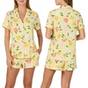 image:imagekate spade new york Short Sleeve Brushed Jersey Notch Boxer Pajama SetSunset Garden