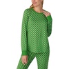 image:imagekate spade new york Womens 2Piece Long Sleeve Crew Neck Top amp Jogger Pants Pajama Lounge Set Velour Drawstring WaistGreen Lady Dot
