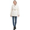 image:imagekate spade new york Womens Belted Short Down Puffer Jacket With Removable Faux Fur TrimCream