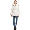 image:imagekate spade new york Womens Belted Short Down Puffer Jacket With Removable Faux Fur TrimCream