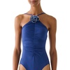 image:imagekate spade new york Womens Rosette Solids High Neck One Piece SwimsuitNorth Sea