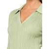 image:imagekate spade new york Womens Sheer Ribbed Long Sleeve PoloVenus Green