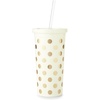 image:imagekate spade new york Insulated Plastic Tumbler with Reusable Straw 20 Ounce Acrylic Travel Cup with Lid Gold Dots