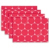 image:imagekate spade new york Joy Dot Placemats 4Pack Set Reversible 100 Cotton Machine Washable BlackBeige 13x19Rose PinkRed