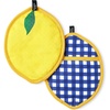 image:imagekate spade new york Lemon Party and Spring Gingham Pot Holder 2Pack Set Heat Resistant 100 Cotton Navy BlueYellow 7x10Navy BlueYellow