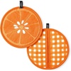 image:imagekate spade new york Lemon Party and Spring Gingham Pot Holder 2Pack Set Heat Resistant 100 Cotton Navy BlueYellow 7x10Orange