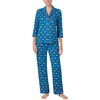 image:imagekate spade new york Pajamas for Women 2 Piece Set Comfy Modal Classic 34 Sleeve Notch Collar Button Top amp PantsMulti Turtles