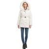image:imagekate spade new york Womens Belted Short Down Puffer Jacket With Removable Faux Fur TrimCream