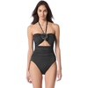 image:imagekate spade new york Womens Rosette Solids Bandeau One Piece SwimsuitBlack