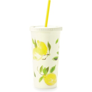 image:imageKate Spade New York Insulated Tumbler with Reusable Straw 20 Ounce Travel Cup with Lid Lemons