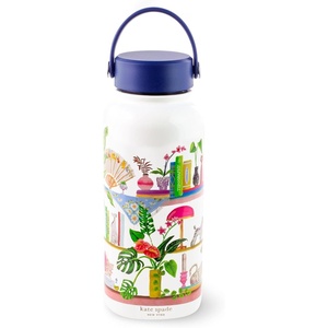 image:imageKate Spade New York Large Insulated Stainless Steel Water Bottle 33 Ounce Metal Water Bottle Double Wall Travel Tumbler with Lid Sunny Day StripeBookshelf