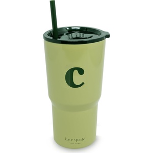 image:imagekate spade new york 20 Ounce Insulated Initial Tumbler for Cold and Hot Drinks with Reusable Straw Stainless Steel Travel Cup with Slide Top Lid AC
