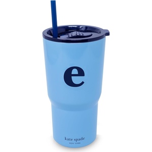 image:imagekate spade new york 20 Ounce Insulated Initial Tumbler for Cold and Hot Drinks with Reusable Straw Stainless Steel Travel Cup with Slide Top Lid AE