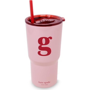 image:imagekate spade new york 20 Ounce Insulated Initial Tumbler for Cold and Hot Drinks with Reusable Straw Stainless Steel Travel Cup with Slide Top Lid AG
