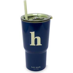 image:imagekate spade new york 20 Ounce Insulated Initial Tumbler for Cold and Hot Drinks with Reusable Straw Stainless Steel Travel Cup with Slide Top Lid AH