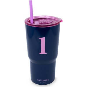 image:imagekate spade new york 20 Ounce Insulated Initial Tumbler for Cold and Hot Drinks with Reusable Straw Stainless Steel Travel Cup with Slide Top Lid AL