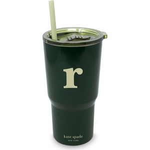 image:imagekate spade new york 20 Ounce Insulated Initial Tumbler for Cold and Hot Drinks with Reusable Straw Stainless Steel Travel Cup with Slide Top Lid AR