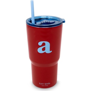 image:imagekate spade new york 20 Ounce Insulated Initial Tumbler for Cold and Hot Drinks with Reusable Straw Stainless Steel Travel Cup with Slide Top Lid Aletter a