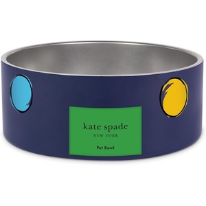 image:imagekate spade new york Dog Dish for Food and Water Stainless Steel Bowl with NonSlip Base 4 Cup 32oz Capacity Large Pet Food Bowl or Water Dish for Dogs Watercolor DotWatercolor Dot