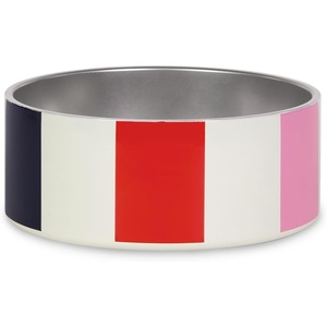 image:imagekate spade new york Dog Dish for Food and Water Stainless Steel Bowl with NonSlip Base 4 Cup 32oz Capacity Large Pet Food Bowl or Water Dish for Dogs Watercolor DotAdventure Stripe