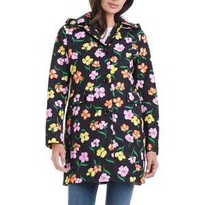 image:imagekate spade new york Hooded ALine Raincoat with Removable HoodSpring Pansies