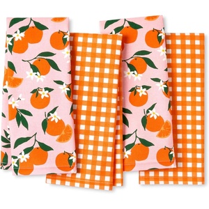 image:imagekate spade new york Hot Hot Hot Peppers and Spring Time Dot Kitchen Towels 4Pack Set Absorbent 100 Cotton RedPink 17x28OrangePink