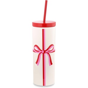 image:imagekate spade new york Insulated Tumbler with Reusable Straw Holiday 20 Ounce Acrylic Travel Cup with Lid Slim Double Wall Tumbler Candy BowCandy Bow