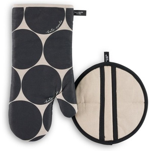 image:imagekate spade new york Joy Dot Oven Mitt amp Pot Grabber 2Pack Set 7 x 13 8 Round RedRose PinkBlackBeige