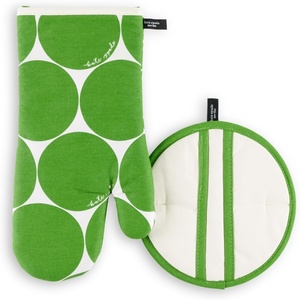 image:imagekate spade new york Joy Dot Oven Mitt amp Pot Grabber 2Pack Set 7 x 13 8 Round RedRose PinkGreenCream