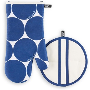 image:imagekate spade new york Joy Dot Oven Mitt amp Pot Grabber 2Pack Set 7 x 13 8 Round RedRose PinkNavy BlueCream