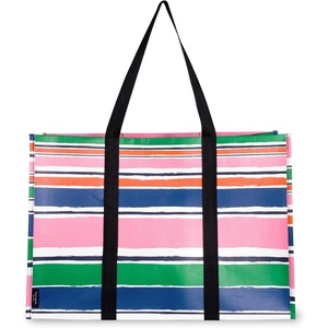image:imagekate spade new york Large Reusable Grocery Bag Oversized Tote Bag with Pockets Striped Collapsible Tote for Shopping Ocean Stripe