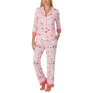 image:imagekate spade new york Pajamas for Women 2 Piece Set Comfy Modal Classic 34 Sleeve Notch Collar Button Top amp PantsTrue Love